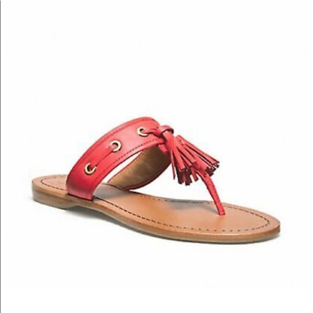 7.5 COACH red tassel sandals flip flip thong